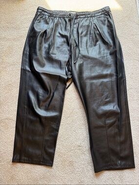 Zara Black Faux Leather Jogger Pants